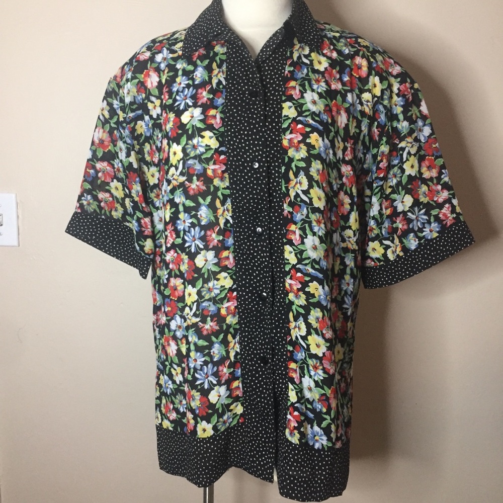 Floral Short Sleeved Blouse La Chine Classic Sz 10
